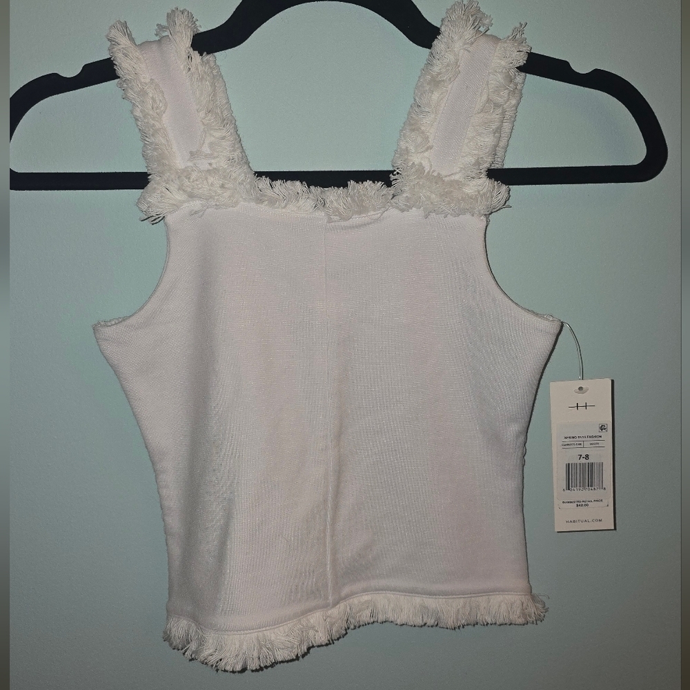 Nwt Habitual White Fringe Girls Top Dressy